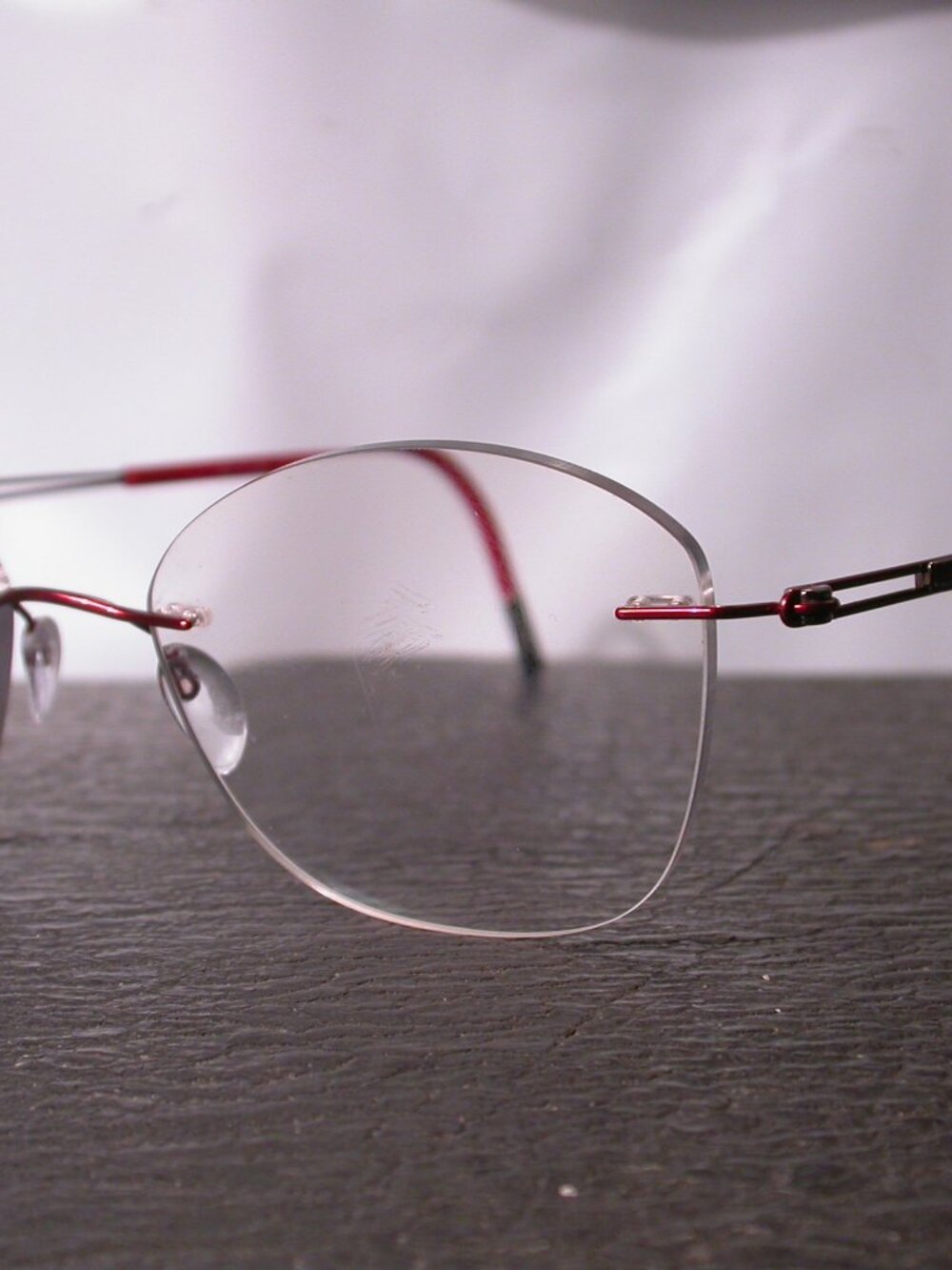 Silhouette Titan Frameless Red Wire Light Weight Eyeglasses Made in Austria